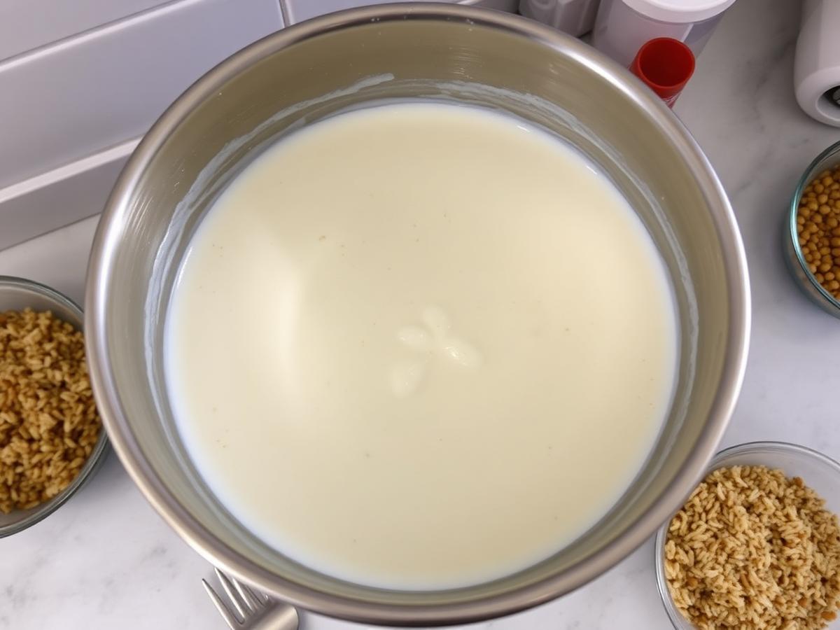 Freshly ground batter, checked for consistency.